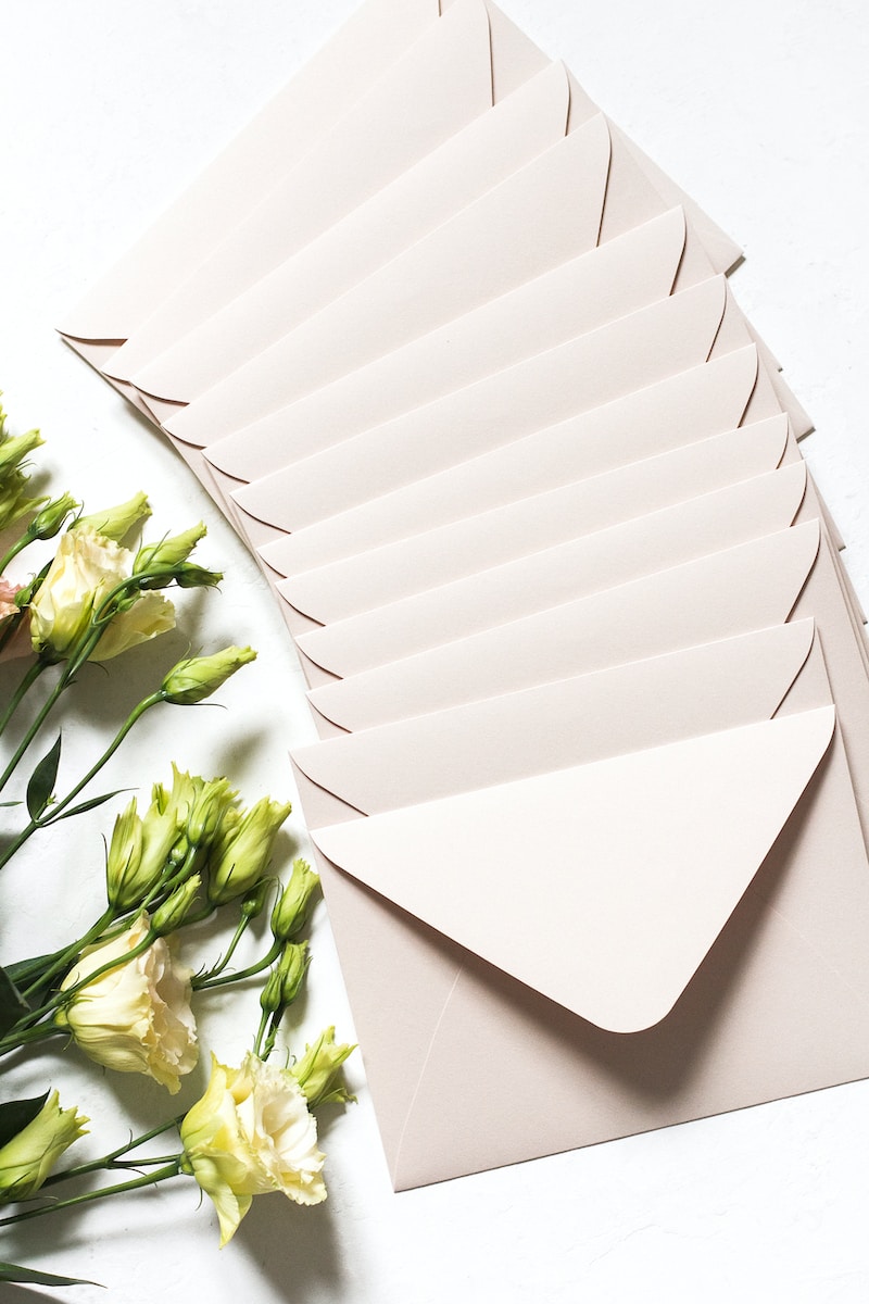 white envelope and flower